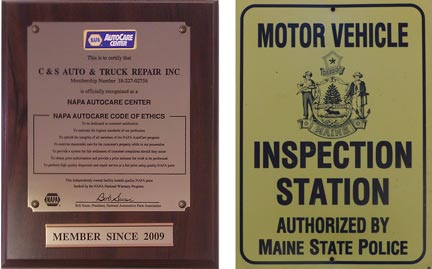 NAPA AutoCare Center plaque / approved State Police Motor Vehicle Inspection Station